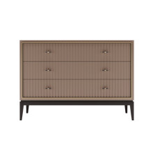КОМОД МАЛЫЙ, ФАСАД С ФРЕЗЕРОВКОЙ, Пудровый/Черный/Золото